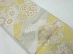 アンティーク　草花模様織出し袋帯（着用可）